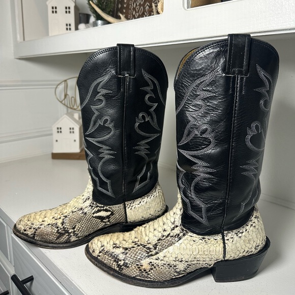 Cavender's Shoes - Cavender’s Snakeskin Cowboy Boots Men’s 9D Wmn 10 Exotic Western Black Python
